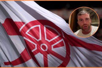 Arsenal flag and Fabrizio Romano