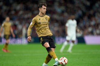 Real Sociedad midfielder Martin Zubimendi in action