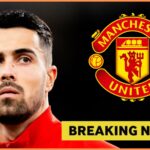 Diogo Costa and the Manchester United club logo
