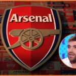 Arsenal logo at the Emirates Stadium, and Fabrizio Romano