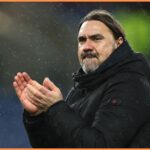 Leeds United manager Daniel Farke applauds the fans