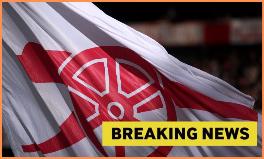 Arsenal flag at the Emirates Stadium with yellow
