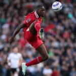 Ibrahima Konate in action for Liverpool against Fulham