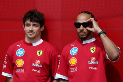 Lewis Hamilton and Charles Leclerc take £3m Ferrari supercar for spin