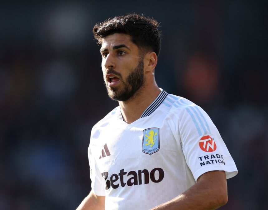 Marco Asensio in action for Aston Villa