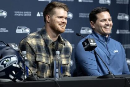 Sam Darnold and Mike Macdonald pic