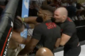 Sean Strickland storms the cage, punches fighter in face for taunting him at Tuff-N-Uff 145