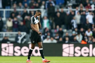 Alexander Isak reacts during Newcastle