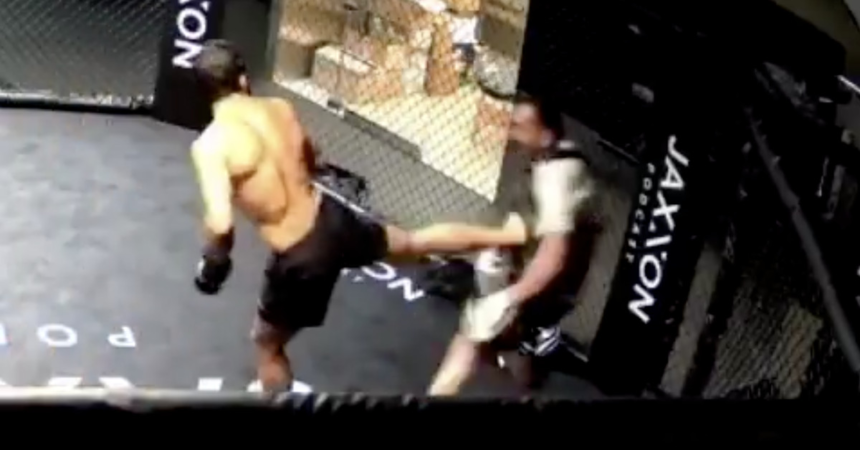 Arman Tsarukyan accidentally kicks his coach out of the cage during training session