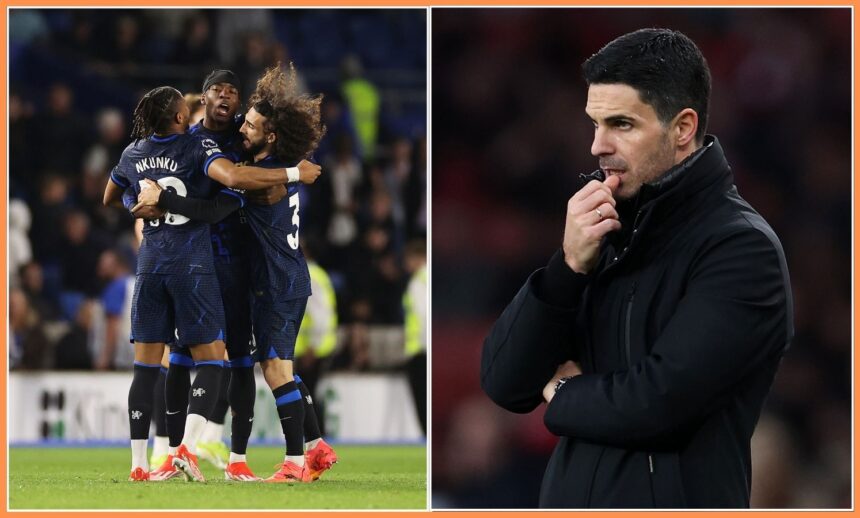 Noni Madueke and Mikel Arteta