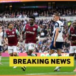 Mohammed Kudus celebrates scoring for West Ham vs Tottenham