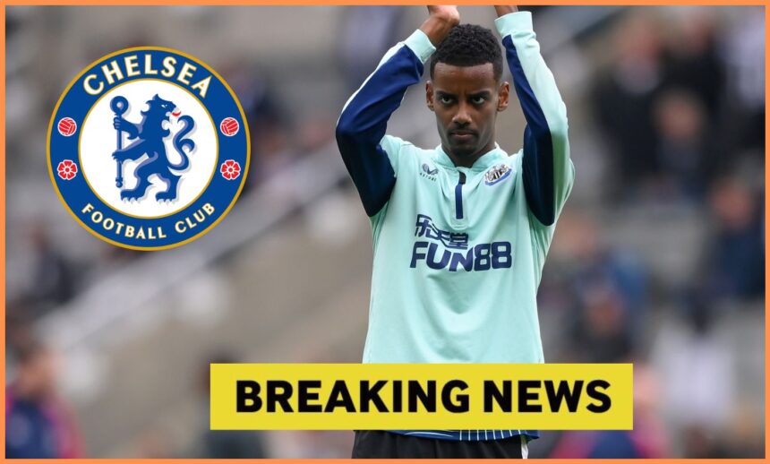 Alexander Isak warming up for Newcastle, plus Chelsea logo and yellow