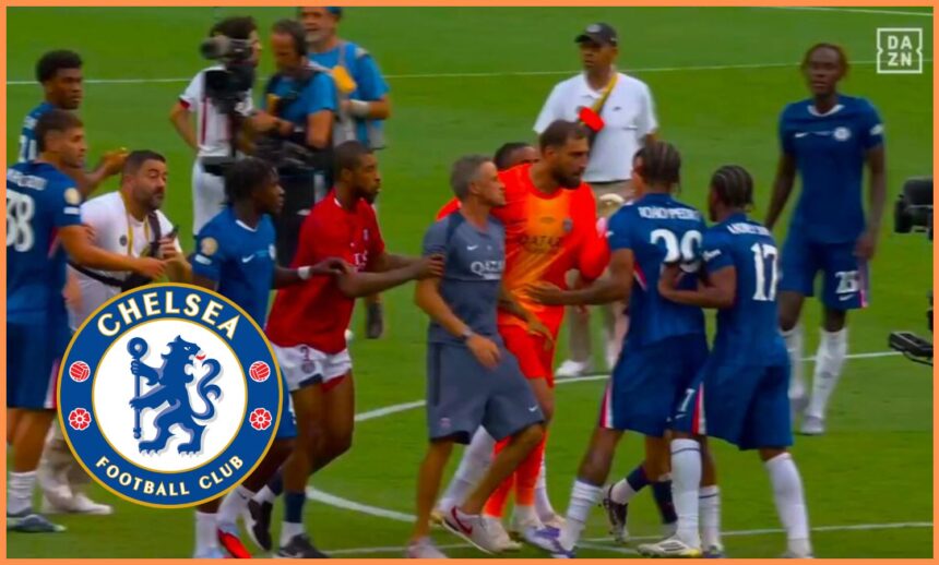 Video: PSG manager Luis Enrique grabs Chelsea by the throat during Club World Cup celebrations