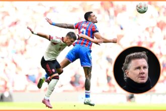 Milos Kerkez in action for Liverpool against Crystal Palace, and close-up of Steve McManaman