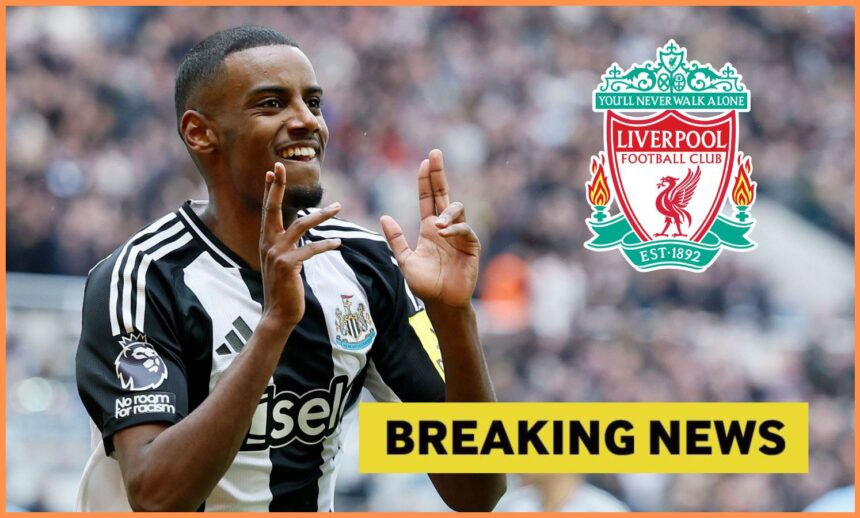 Alexander Isak celebrates a goal for Newcastle, plus yellow