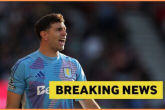 Emiliano Martinez in action for Aston Villa, plus yellow