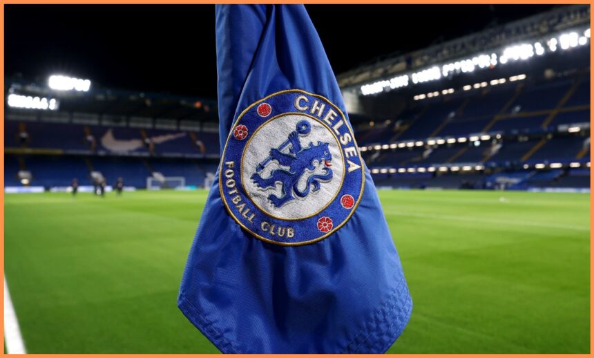 Chelsea FC logo on corner flag image