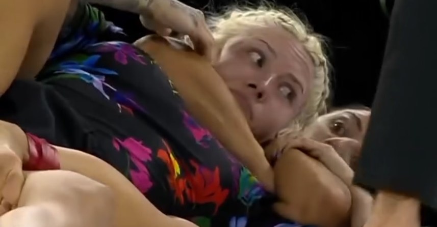 Video: Amanda Mazza injures own arm in rear-naked choke submission attempt