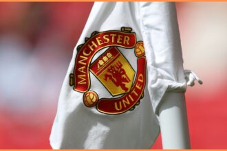 Manchester United logo on corner flag