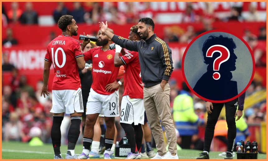 Ruben Amorim gives instructions to his Manchester United players