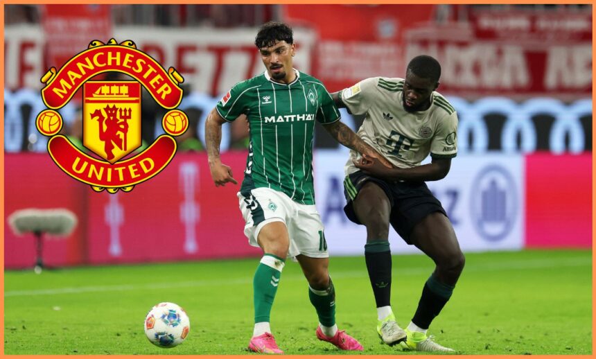 Dayot Upamecano in action for Bayern Munich against Werder Bremen