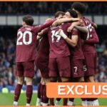 Manchester City players celebrating last season