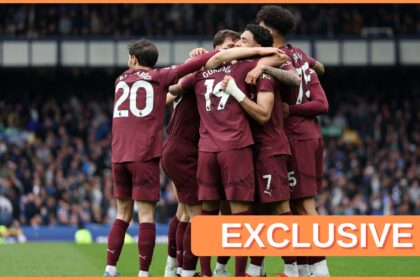 Manchester City players celebrating last season