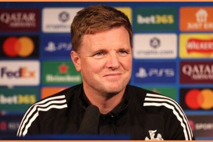 Eddie Howe during a Newcastle press conference