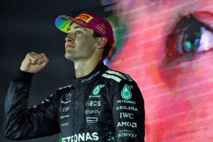 George Russell celebrates Singapore GP win with Lewis Hamilton tribute
