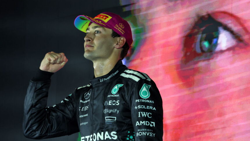 George Russell celebrates Singapore GP win with Lewis Hamilton tribute
