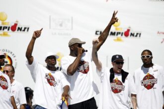 The 2006 Miami Heat celebrating their championship.