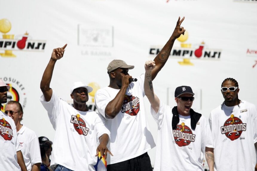 The 2006 Miami Heat celebrating their championship.