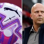 Split image of Premier League ball and Arne Slot