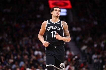 Michael Porter Jr. #17 of the Brooklyn Nets runs the court against the Toronto Raptors during their pre-season NBA game at Scotiabank Arena.