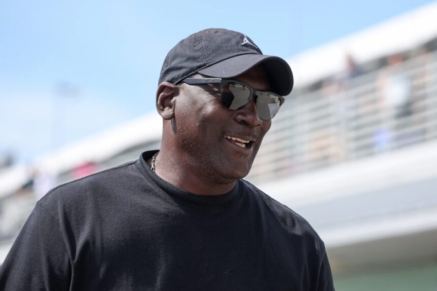 Michael Jordan, NBA Hall of Famer and co-owner of 23XI Racing walks the grid prior to the NASCAR Cup Series Straight Talk Wireless 400 at Homestead-Miami Speedway.