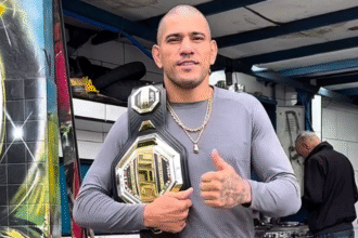 Video: Alex Pereira mocks Magomed Ankalaev’s trash talk with return to tire shop