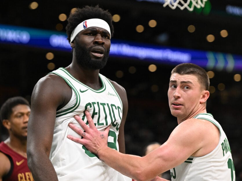 Neemias Queta and Payton Pritchard of Boston Celtics