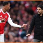 Arsenal defender Gabriel Magalhaes and manager Mikel Arteta