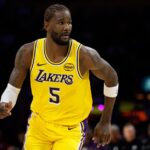 DeAndre Ayton #5 of the Los Angeles Lakers runs during an NBA game