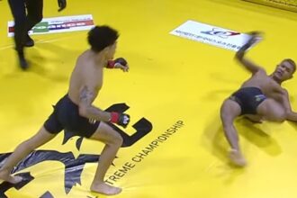 Missed Fists: Fighter’s leg twists at horrific angle after eating knockout punch