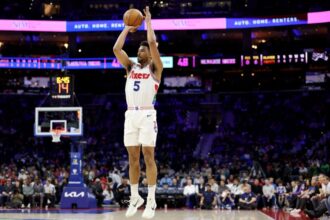Quentin Grimes during the 2024/25 NBA season playing for the Philadelphia 76ers.