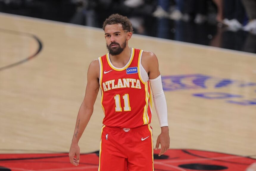 Atlanta Hawks guard Trae Young on the court playing against the Chicago Bulls.