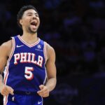 Quentin Grimes during the 2024/25 NBA season playing for the Philadelphia 76ers.