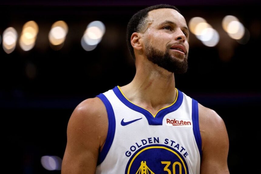 Stephen Curry #30 of the Golden State Warriors stands on the court during the fourth quarter of an NBA game against the New Orleans Pelicans at Smoothie King Center.